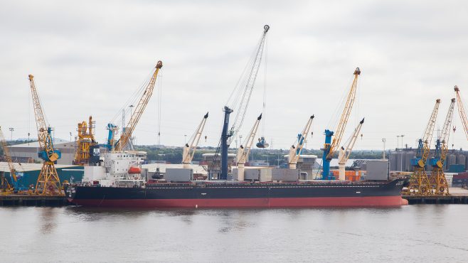 Newcastle Upon Tyne, England - July 23, 2014: Ship Being Loaded.