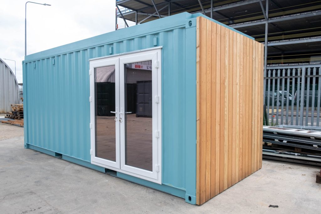 Container with upvc double doors