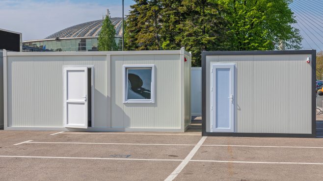 White Cargo Container Converted For Office Or Living